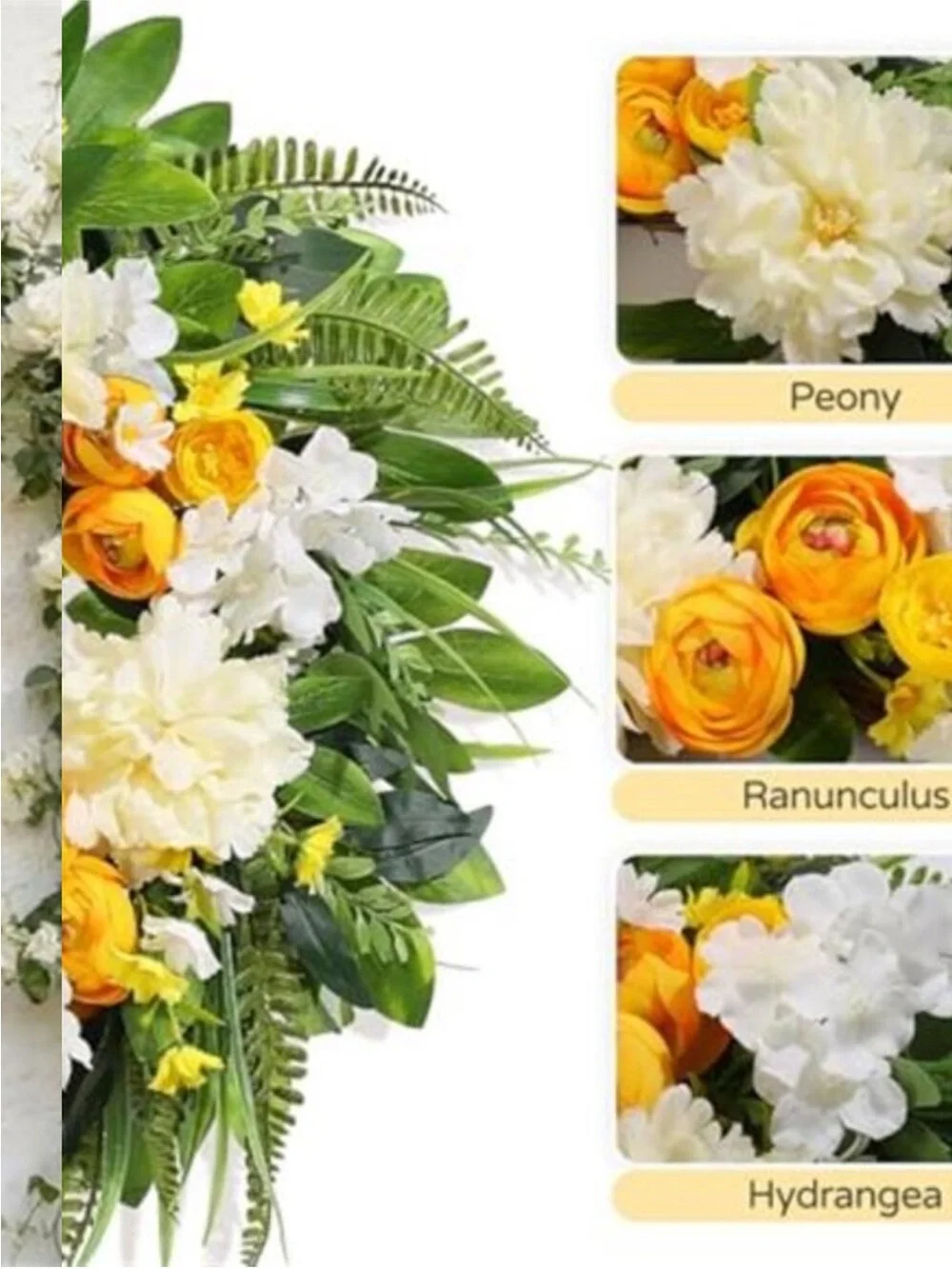 24 Inch Spring Wreath Floral with Peony Ranunculus Hydrangea Flower